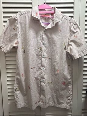 Tori Richard Light Pink Striped Short-Sleeve Printed Button-Up Shirt